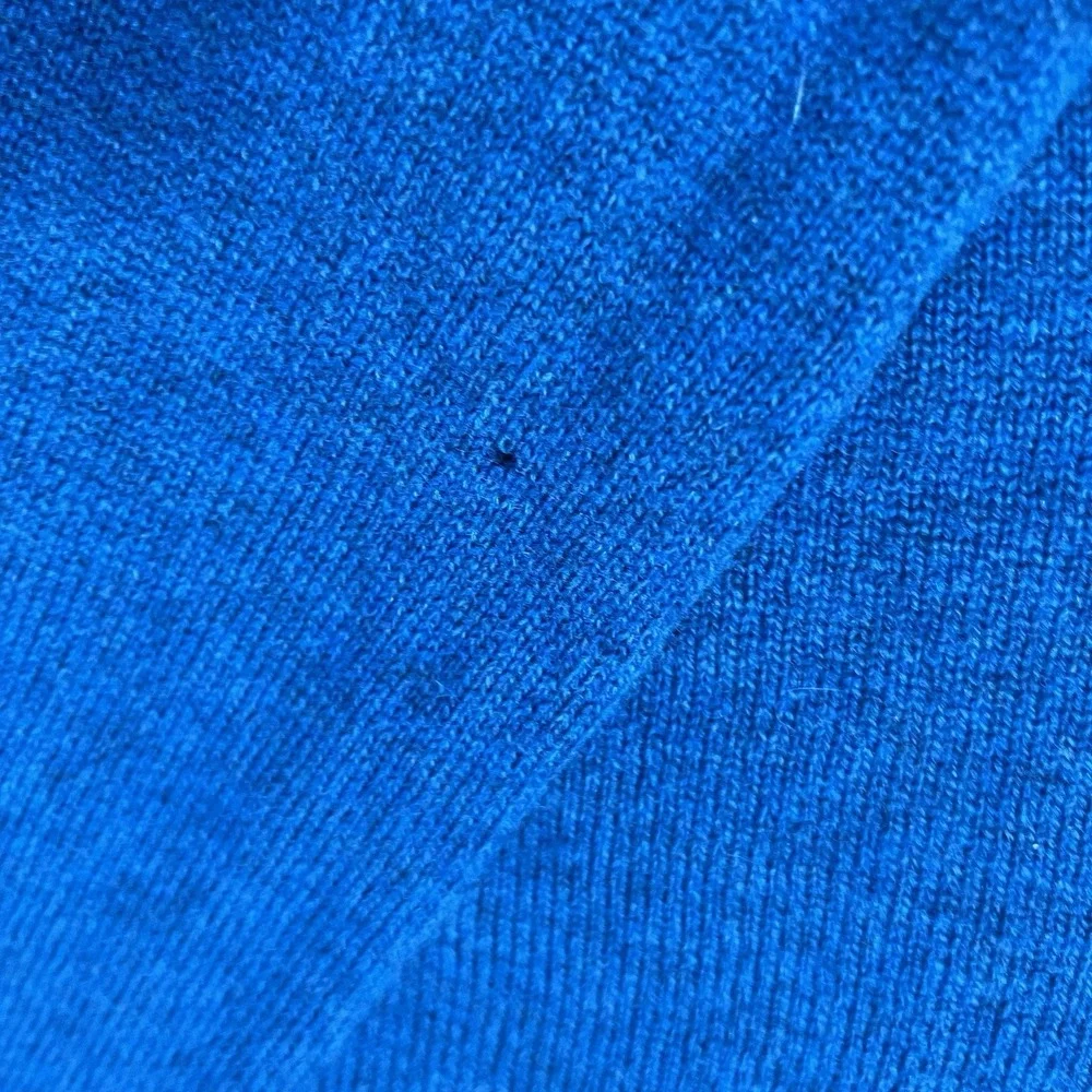 Vintage 50s Designer Sweater LG Lambs Wool Sweater Teal Blue Henley House Flaw